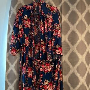 Navy Blue Floral robe